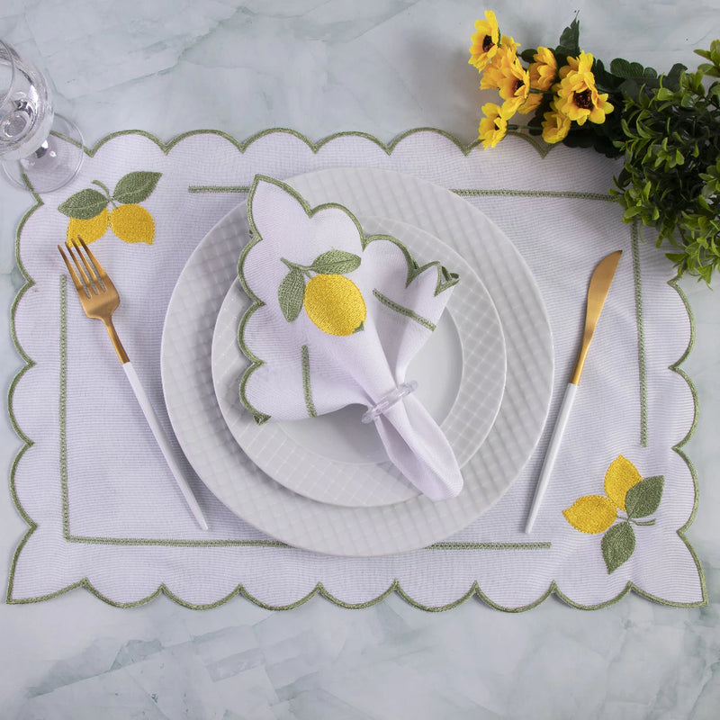 MESA POSTA DOS SONHOS! KIT AMERICANO LIMÕES COM 4 PEÇAS ( 2 LUGARES)