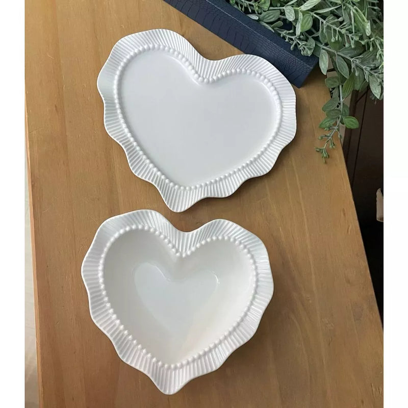 KIT 2 PEÇAS, TIGELA E PRATO CORAÇÃO. IDEAL PARA COMPOR SUA MESA POSTA!