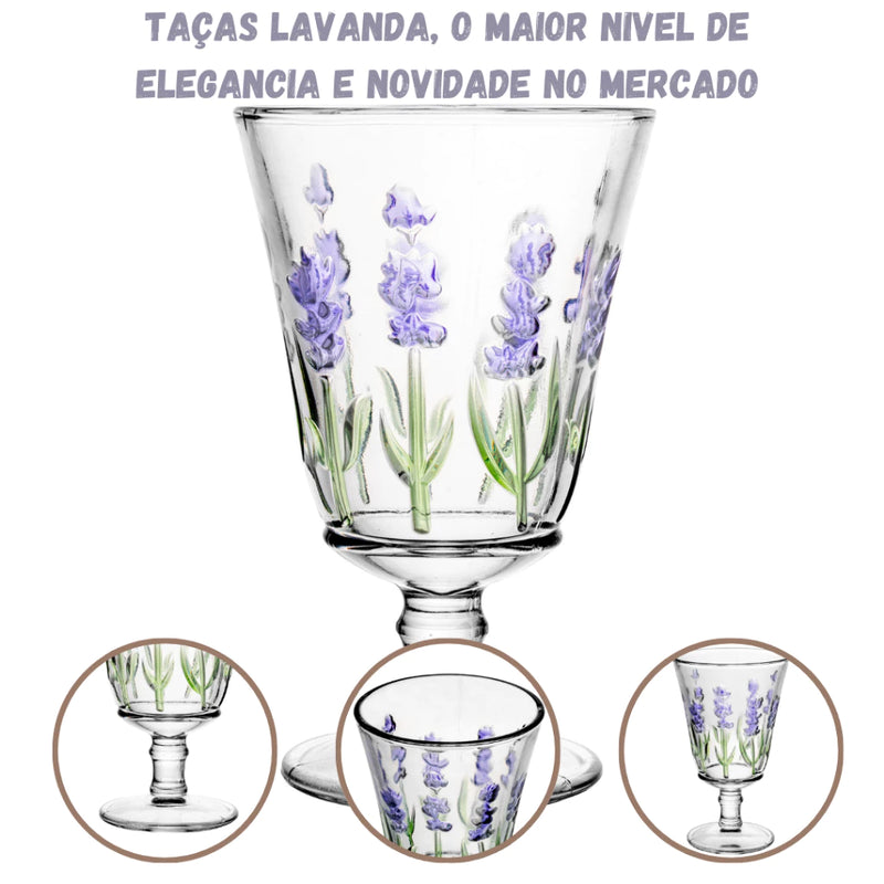 JOGO 6 TAÇAS DECORADAS LAVADA! ELEGÂNCIA E SOFISTICAÇÃO NOS DETALHES.